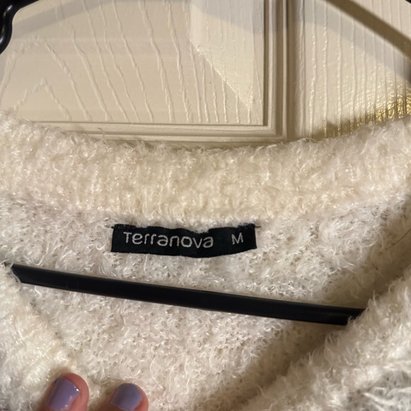 Cozy White Fuzzy Sweater with 'Let it Snow' Design - Picture 4 of 5